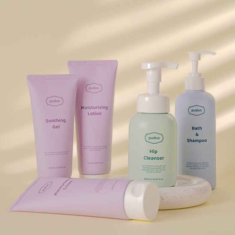 Angpapa Pudus Full Package (Soothing Gel + Lotion + Cream + Bath & Shampoo + Hip Cleanser)